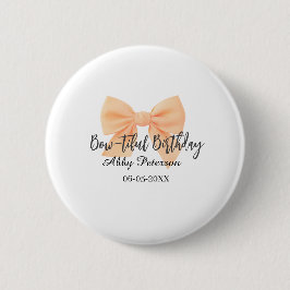 Bow-tiful birthday orange bow name date simple pas button
