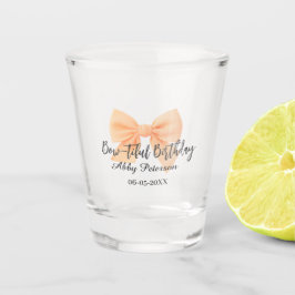 Bow-tiful birthday orange bow name date simple pas schnapsglas