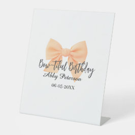 Bow-tiful birthday orange bow name date simple pas sockelschild