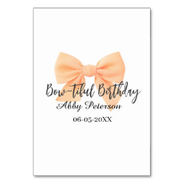 Bow-tiful birthday orange bow name date simple pas tischnummer