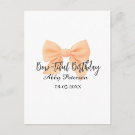 Bow-tiful Geburtstag orange Schleife Name Datum ei Postkarte