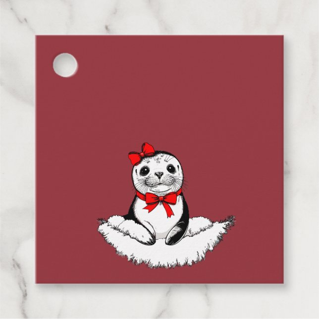 Bow-tiful Seal – Christmas Edition Geschenkanhänger (Vorderseite)