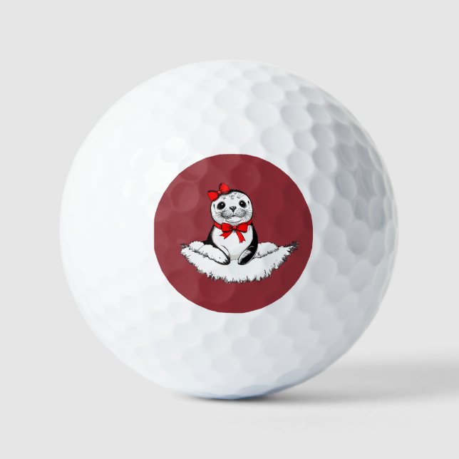 Bow-tiful Seal – Christmas Edition Golfball (Vorderseite)