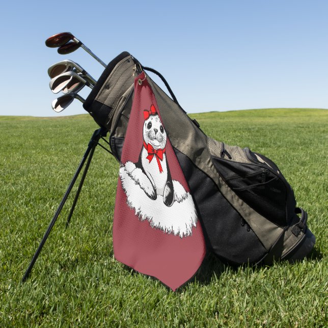 Bow-tiful Seal – Christmas Edition Golfhandtuch (Gras)
