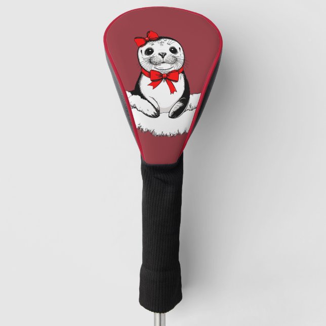 Bow-tiful Seal – Weihnachtsedition Golf Headcover (Vorderseite)