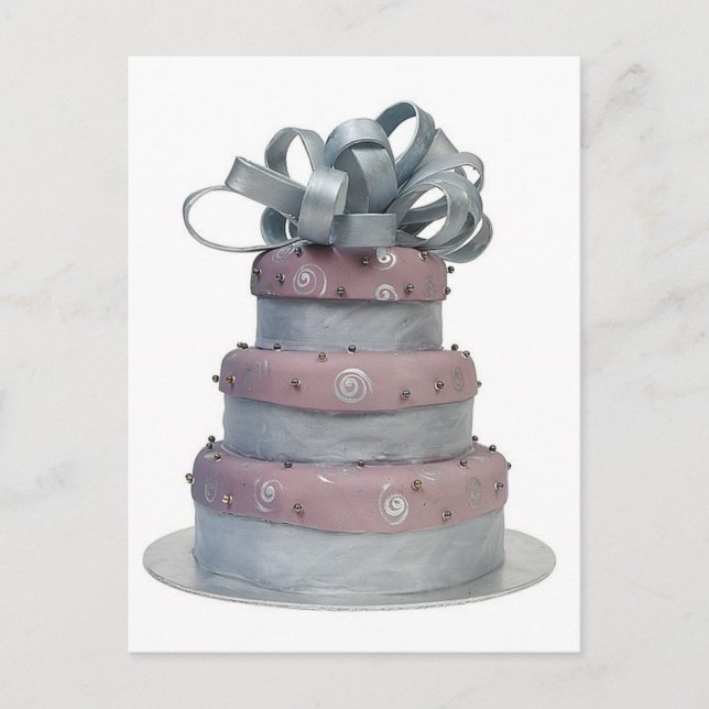 Bow Topped Wedding Cake Postkarte (Vorderseite)