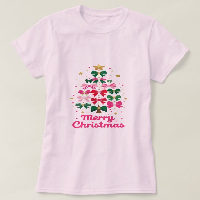 Bow Tree – Merry Christmas in Style T-Shirt (Design vorne)