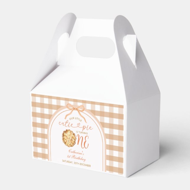 Bow Unsere kleine Süsse Pie Fall Gingham 1. Geburt Geschenkschachtel (Vorderseite)