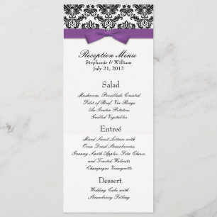 Bow violet avec menu Réception Mariage damassé