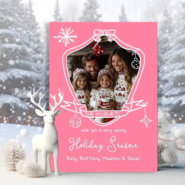 Bow Wappen Hand Draodle Doodle Foto Weihnachtskart Einladung (Von Creator hochgeladen)