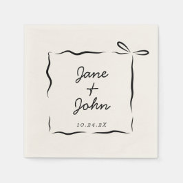 Bow Wedding Cocktail Napkins Handgezeichnet Serviette