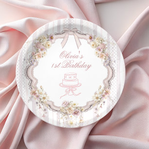 Bow Wildflower Erstes Geburtstags-Papierplatten Pappteller