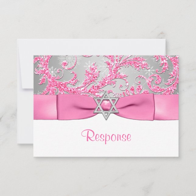 BOW - Winter Wonderland Bat Mitzvah UAWG 2 RSVP Karte (Vorderseite)