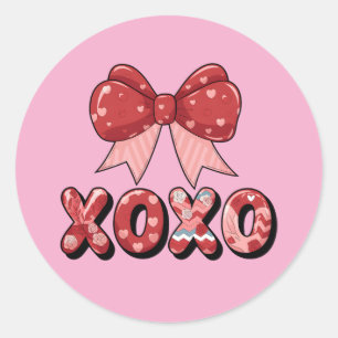 Bow XOXO Herz Niedliche Liebe Süße Mädchen Frauen Runder Aufkleber