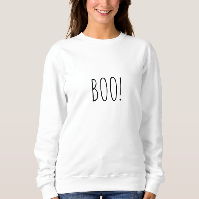 Boweiße Typografie lustig niedliches Halloween Sweatshirt (Vorderseite)