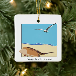 Bowers Beach, DE Horseshoe Crab Sea Gull Beach Keramikornament