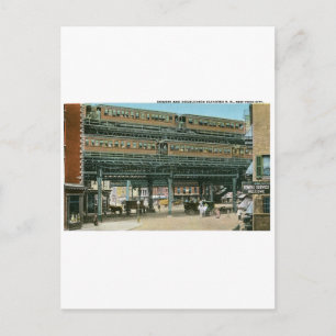 Bowery and Doubledeck Elevated R.R., NYC Postkarte