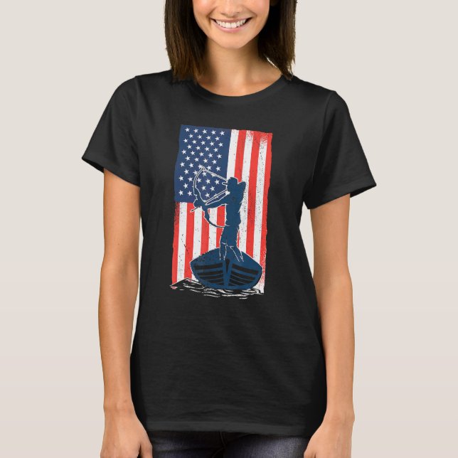 Bowfish American Flag Fish Bow Jagen T-Shirt (Vorderseite)