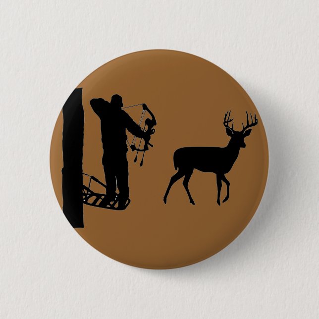 Bowhunter in den Treestand Schießen-Rotwild Button (Vorderseite)