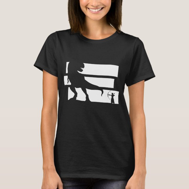 Bowhunting Dinosaurier Fantasy Archery T-Shirt (Vorderseite)