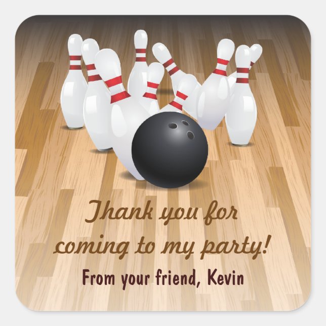 Bowl a Strike Vielen Dank Bowling Party Sticker (Vorderseite)