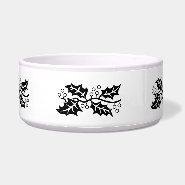 Bowl - Holly-Blätter in Schwarz und Weiß Napf (Vorderseite)