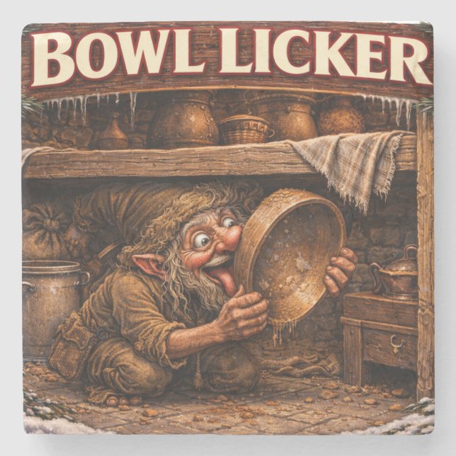 Bowl Licker Icelandic Yule Lad Steinuntersetzer (Vorderseite)