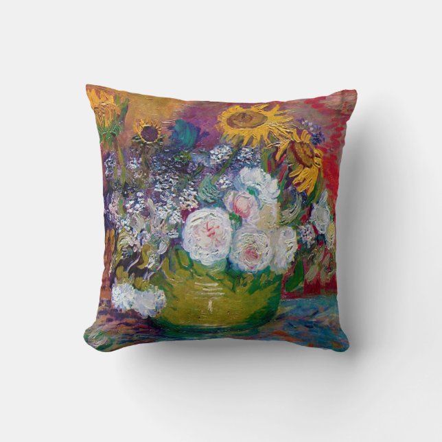 Bowl mit Blume, Van Gogh Kissen (Vorderseite)