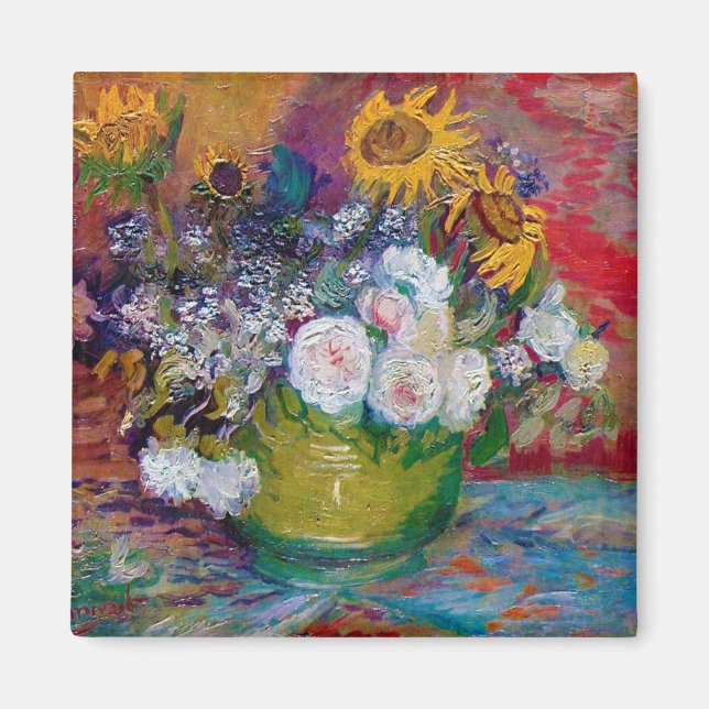 Bowl mit Blume, Van Gogh Magnet (Vorne)