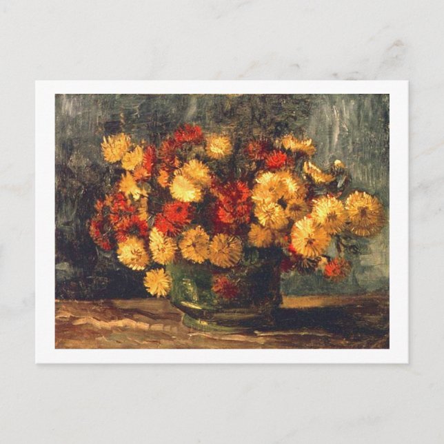 Bowl mit Chrysanthemums Van Gogh Fine Art Postkarte (Vorderseite)