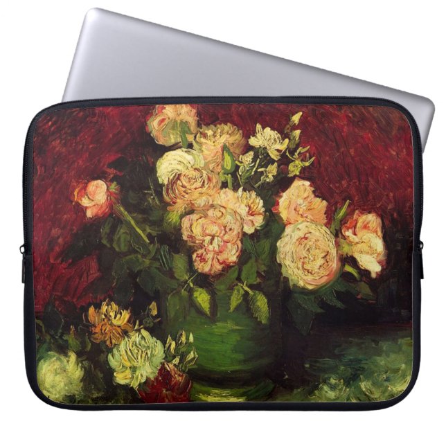 Bowl mit Peongs und Rose, Vincent van Gogh Laptopschutzhülle (Vorderseite)