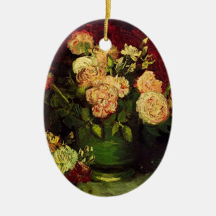 Bowl mit Peongs und Rose von Van Gogh Keramik Ornament