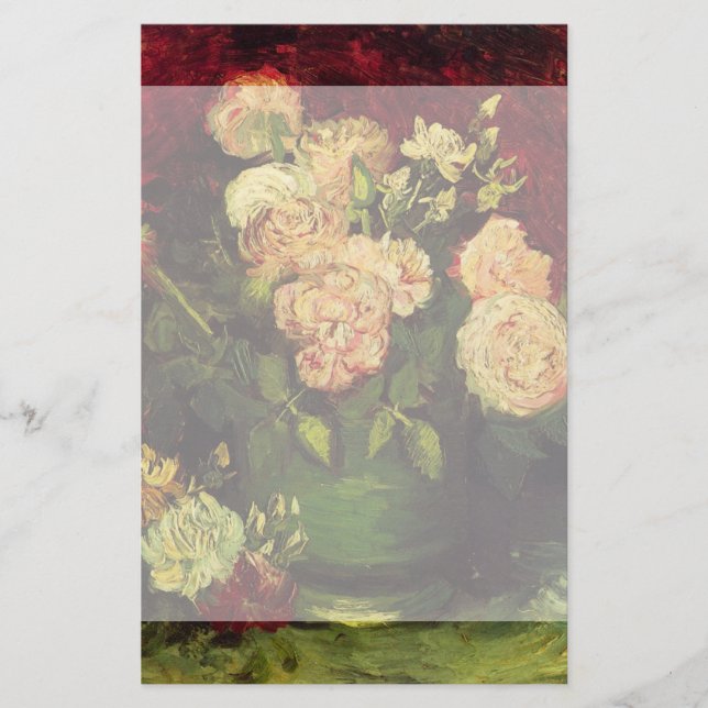 Bowl mit Peongs und Rose von Vincent van Gogh Briefpapier (Vorderseite)