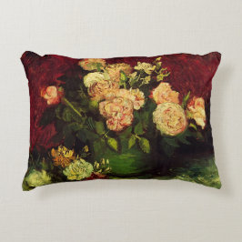 Bowl mit Peongs und Rose von Vincent van Gogh Dekokissen