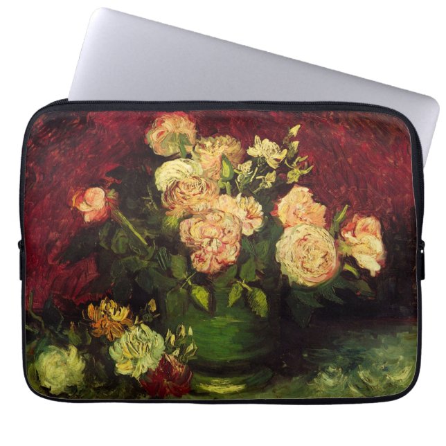 Bowl mit Peongs und Rose von Vincent van Gogh Laptopschutzhülle (Vorderseite)