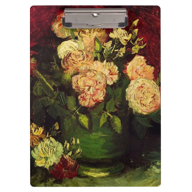 Bowl mit Peonies und Rose, Vincent van Gogh. Klemmbrett (Vorderseite)