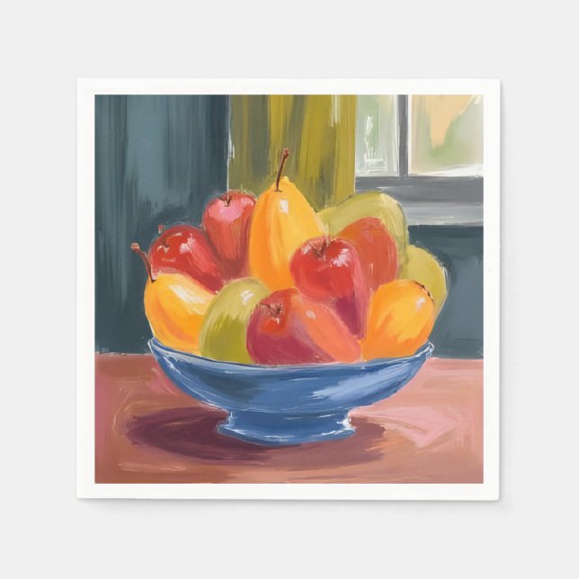 Bowl of Fruit Watercolor Painting Serviette (Vorderseite)