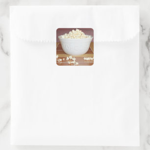 Bowl of Popcorn Quadratischer Aufkleber
