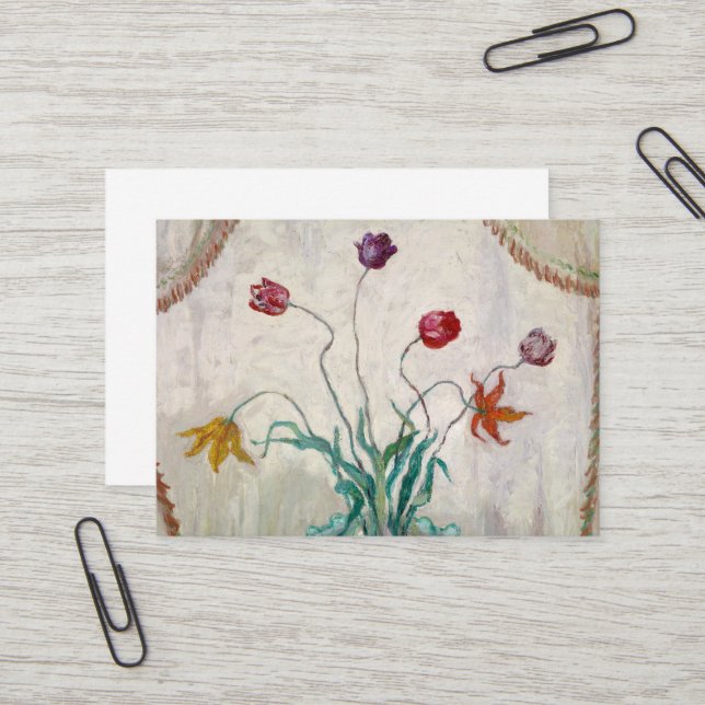 Bowl of Tulips von Florine Stettheimer Visitenkarte (Vorderseite/Rückseite Beispiel)