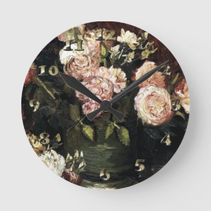 Bowl with Peonies and Roses - Gogh Runde Wanduhr