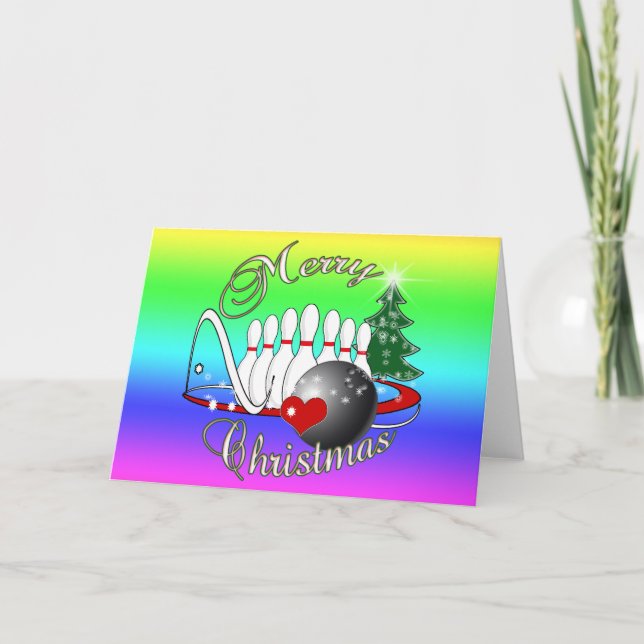 BOWLER / BOWLING MERRY CHRISTMAS FEIERTAGSKARTE (Vorderseite)