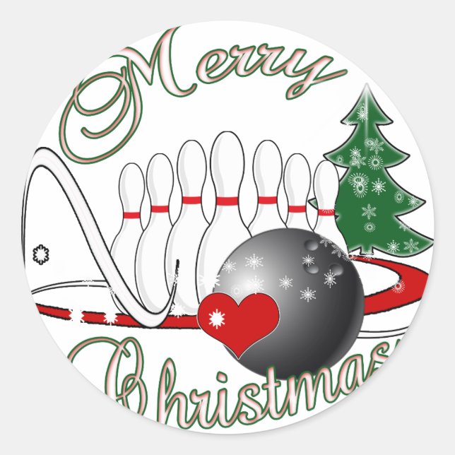 BOWLER / BOWLING MERRY CHRISTMAS RUNDER AUFKLEBER (Vorderseite)