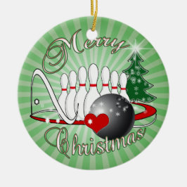 BOWLER/BOWLINGS-FROHE WEIHNACHTEN KERAMIKORNAMENT