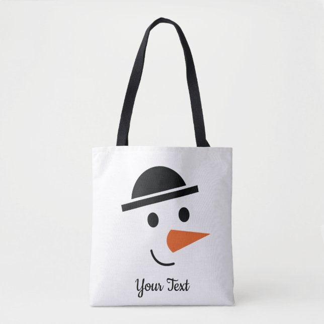 Bowler-getippte Snowman Face Design Tote Bag Tasche (Vorderseite)