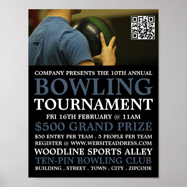 Bowler Portrait, Ten-Button-Bowling-Turnier Poster (Vorne)