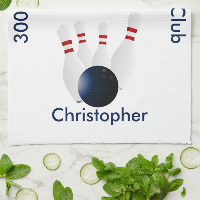 Bowling 300 Club Personalisiert Geschirrtuch (Gefaltet)