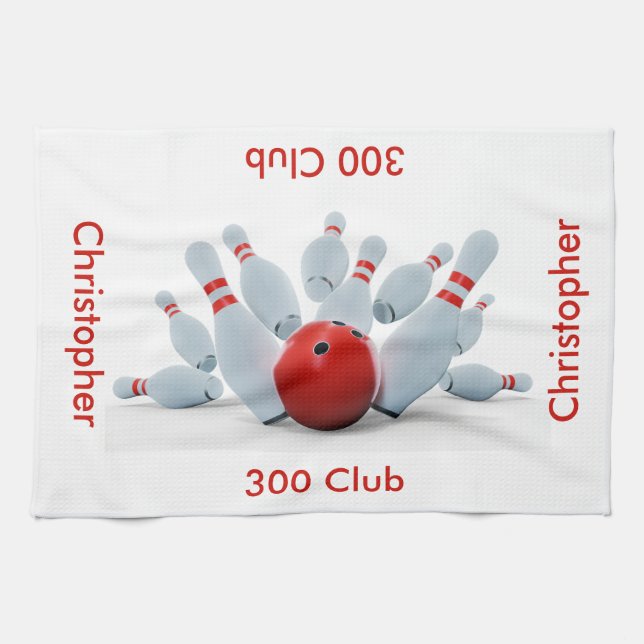 Bowling 300 Club Personalisiert Geschirrtuch (Horizontal)