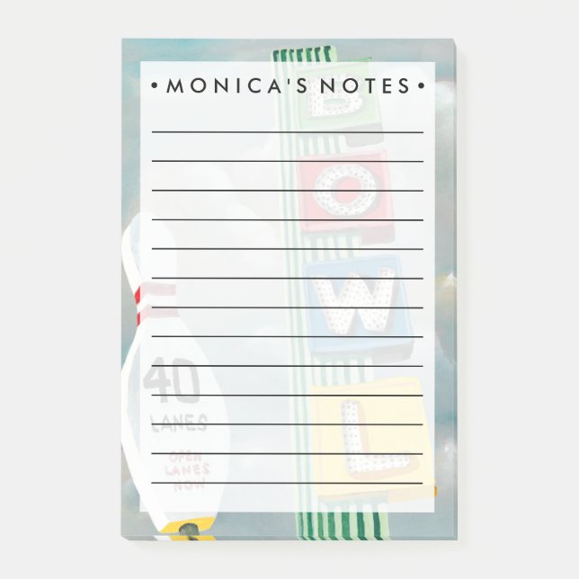 Bowling Alley Artwork Post-it Klebezettel (Vorderseite)