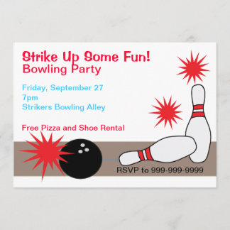 Bowling Alley Party Anpassbare Einladung
