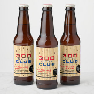Bowling Alley Promotional 300 Game Meilenstein Bee Bierflaschenetikett